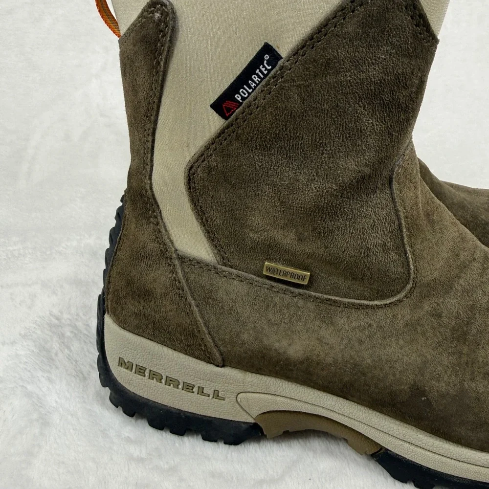 Merrell Aurora Waterproof Winter Boots Womens 9‎ Brown Suede Thinsulate Polartec